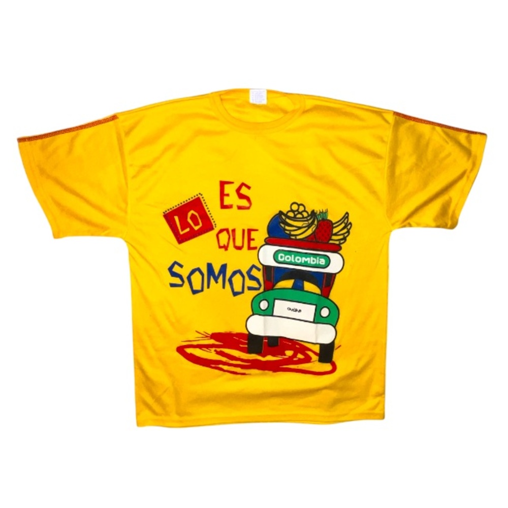 Colombia Yellow T-shirt Bus Fruit On Front Made In Colombia Size Medium